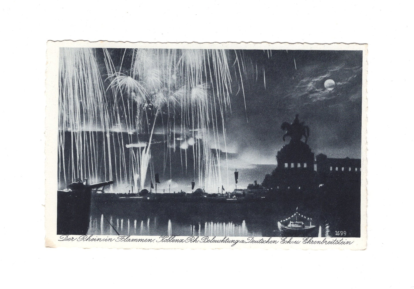 Ansichtskarte Koblenz am Rhein / Der Rhein in Flammen