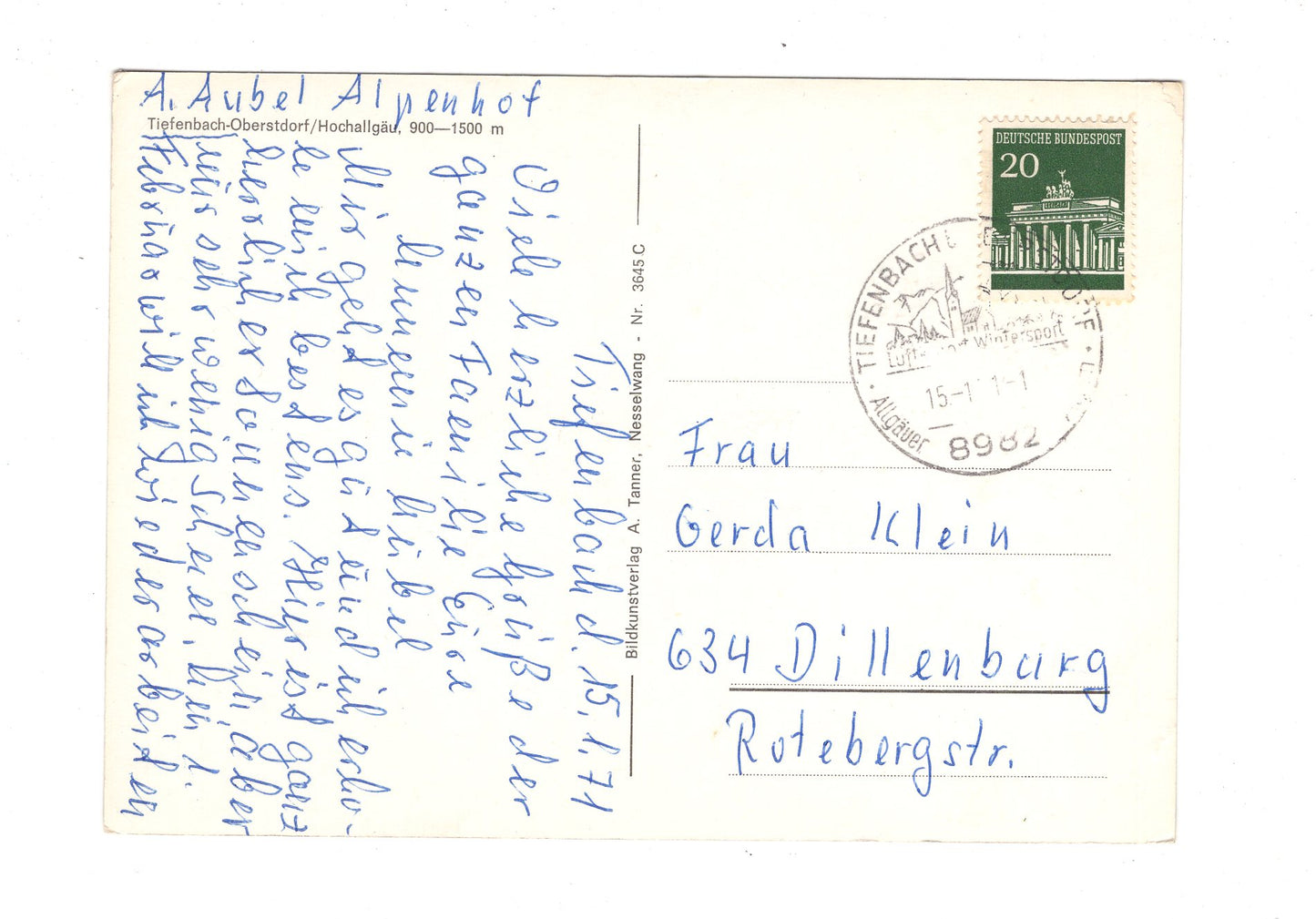 Ansichtskarte Tiefenbach-Oberstdorf / Hochallgäu / H1-53