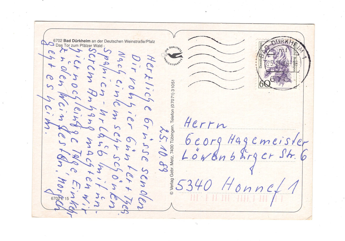 Ansichtskarte Bad Dürkheim an der Deutschen Weinstraße