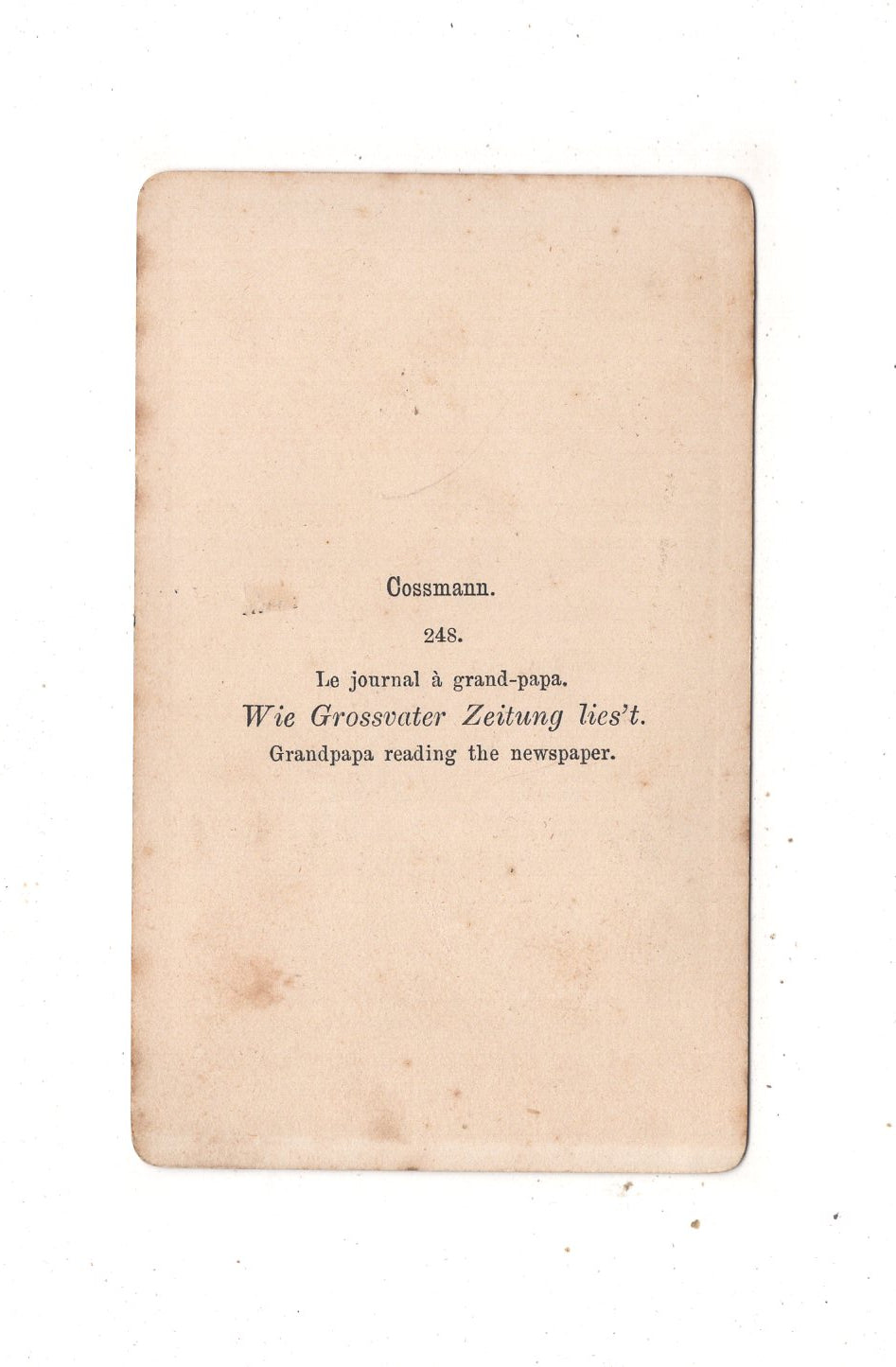 Fotografie Kunst / Cossmann - Wie Großvater Zeitung liest - 1870er