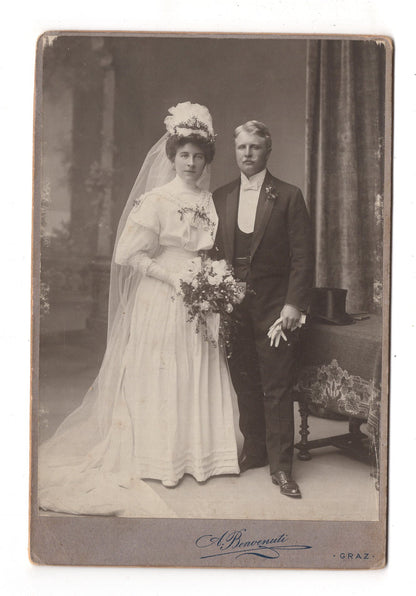 Fotografie Schönes Hochzeitsbild - Graz 1900er / CAB X-36