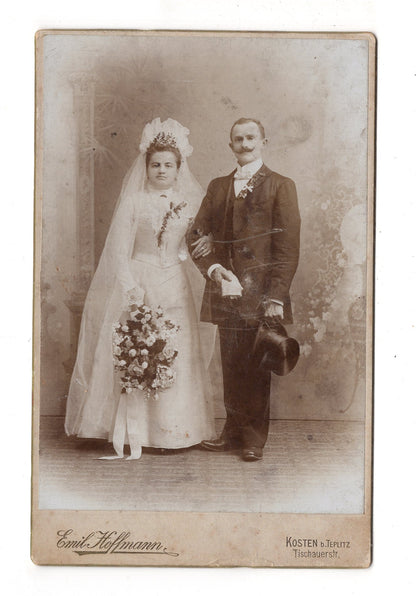 Fotografie Schönes Hochzeitsbild - Kosten bei Teplitz 1890er / CAB X-36