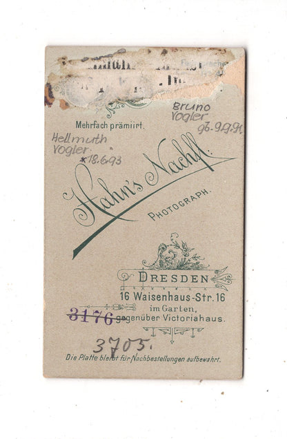Fotografie Niedliche kleine Jungen / benannt - Dresden 1890er