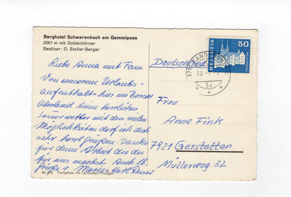 Ansichtskarte Berghotel Schwarenbach am Gemmipass / Schweiz