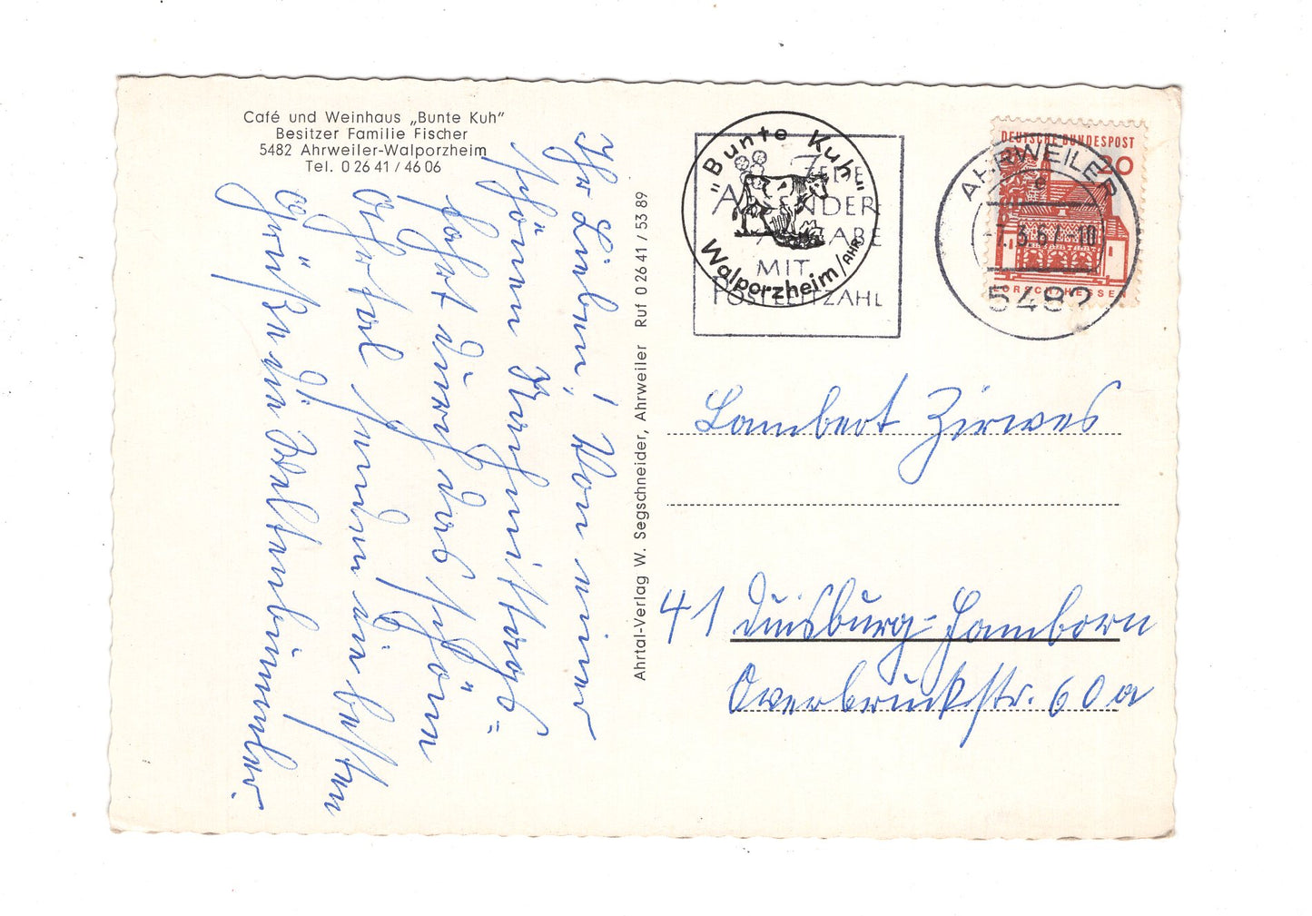 Ansichtskarte Café und Weinhaus Bunte Kuh / Ahrweiler-Walporzheim / M1-62