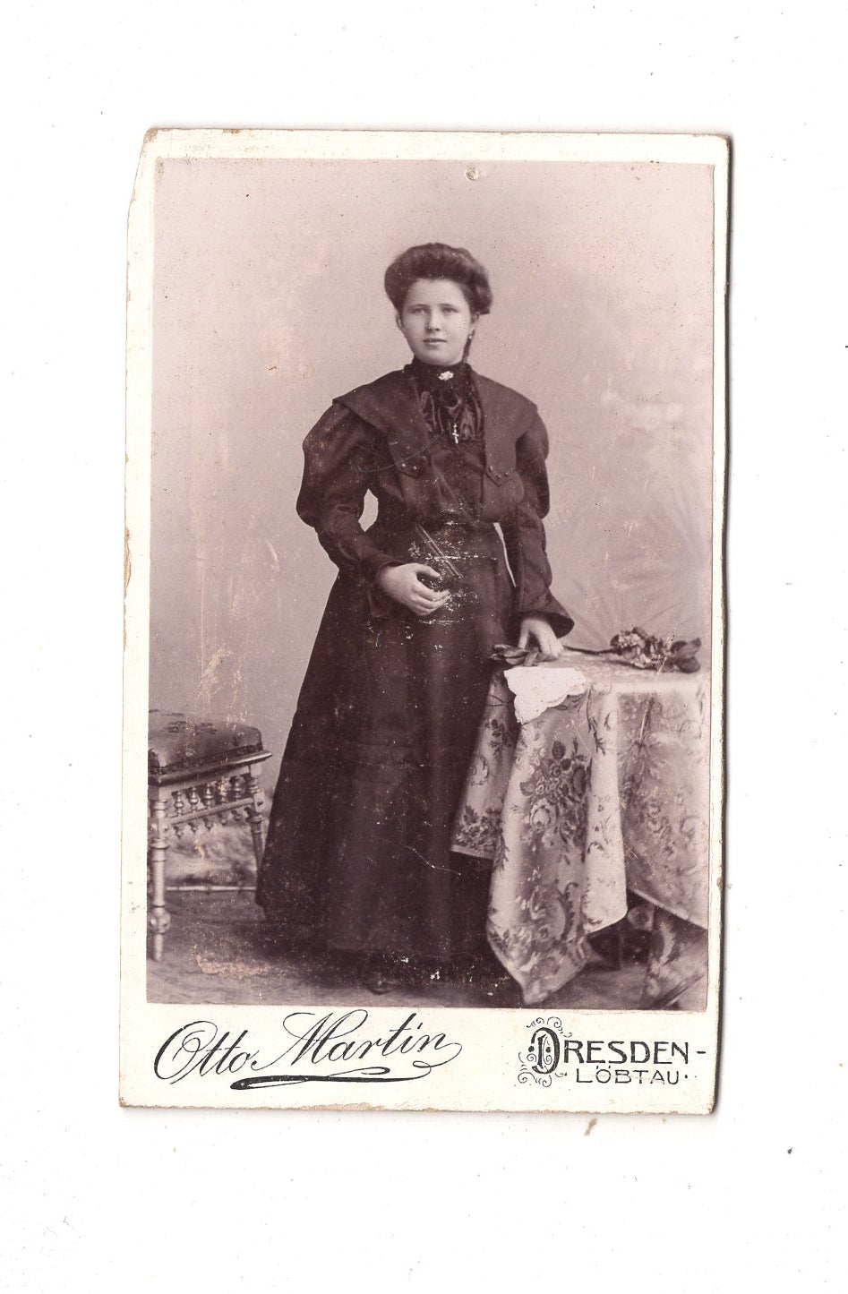 Fotografie Feines junges Mädchen - Dresden-Löbtau um 1900 / CDV D1-24