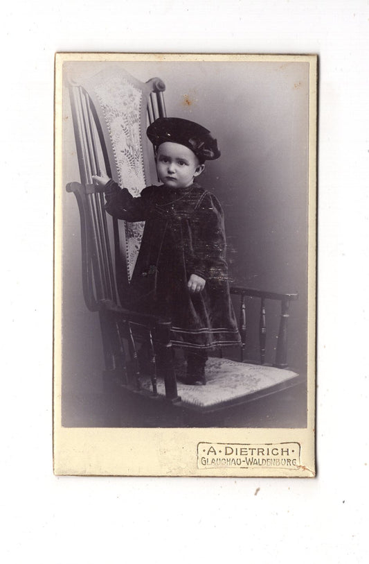 Fotografie Niedlicher kleiner Junge - Glauchau / Waldenburg um 1900 / CDV M1-24