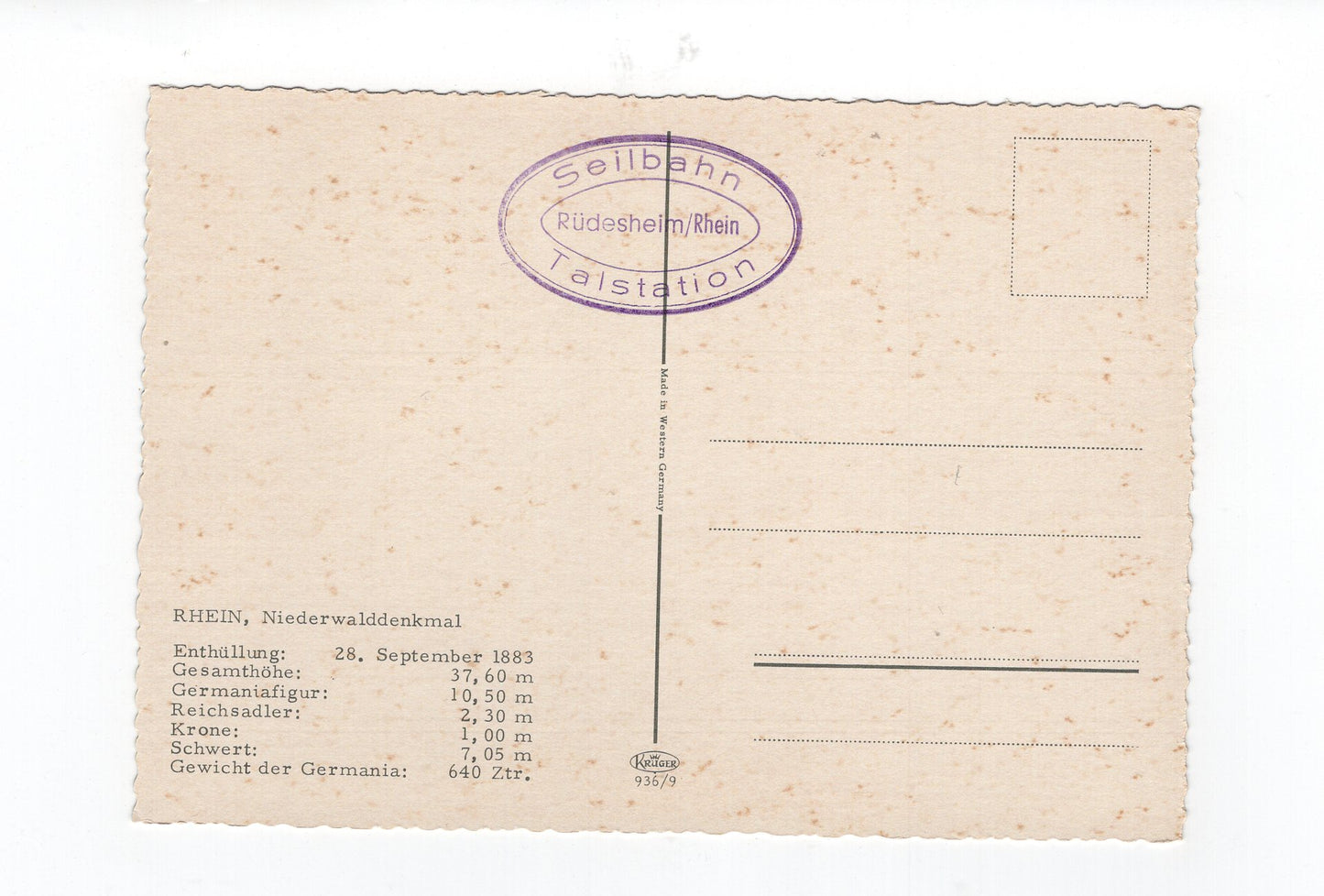 Ansichtskarte Rüdesheim am Rhein / Niederwalddenkmal