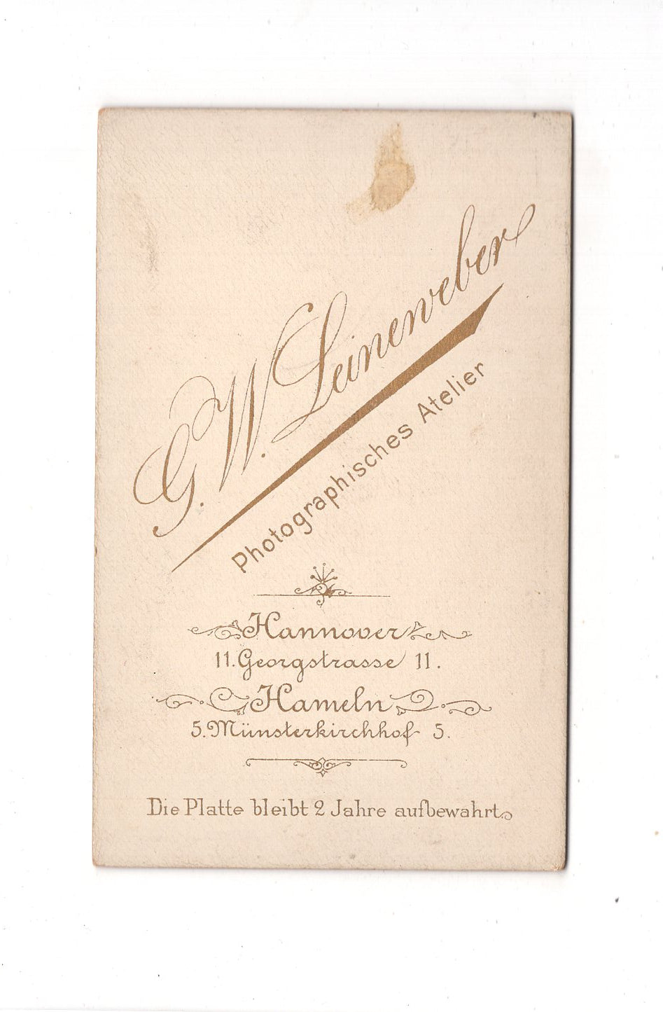 Fotografie Herrenportrait - Hannover 1880er / CDV C1-20