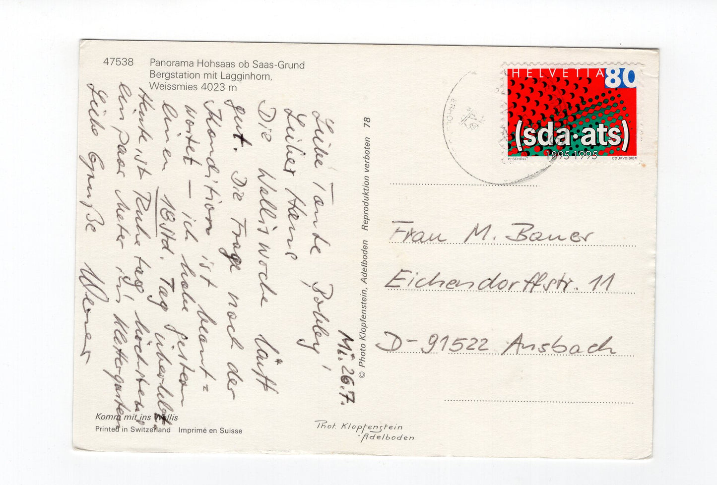 Ansichtskarte Hohsaas / Schweiz