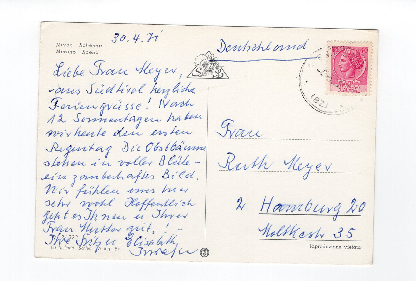 Ansichtskarte Meran - Schenna / Südtirol / Italien