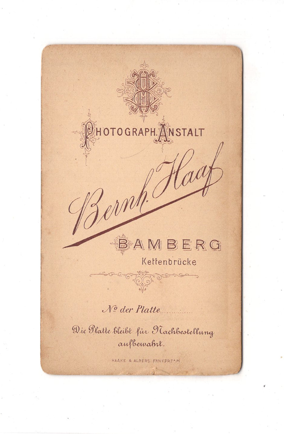 Fotografie Herrenportrait - Bamberg 1880er / CDV C1-20