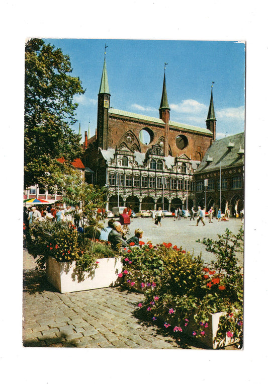 Ansichtskarte Hansestadt Lübeck / Marktplatz mit Rathaus