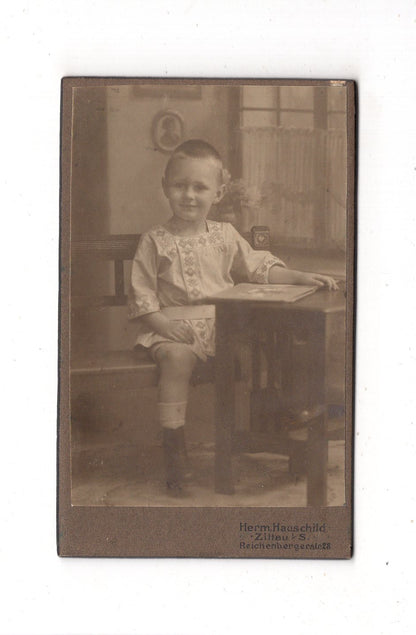 Fotografie Niedlicher kleiner Junge - Zittau 1910er / CDV M1-25