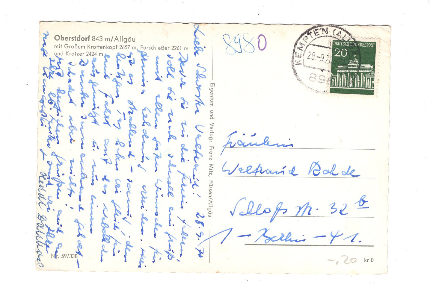 Ansichtskarte Oberstdorf im Allgäu / H1-54