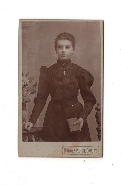 Fotografie Feines junges Mädchen - Erfurt 1900er / CDV E1-37