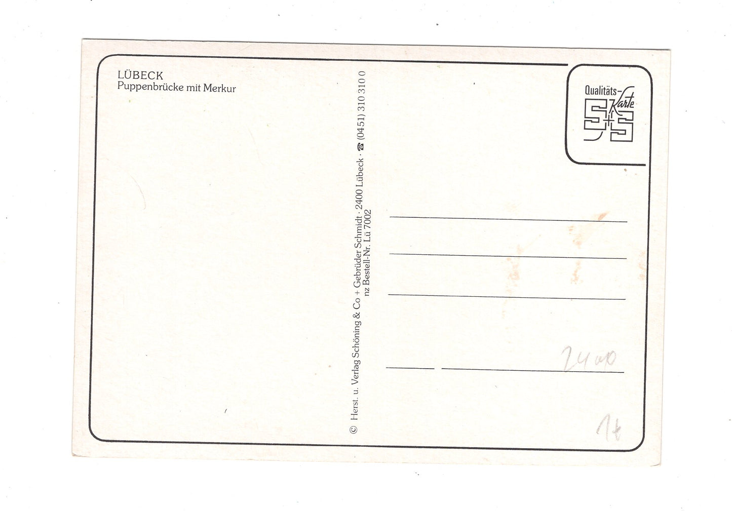 Ansichtskarte Hansestadt Lübeck / Puppenbrücke mit Merkur