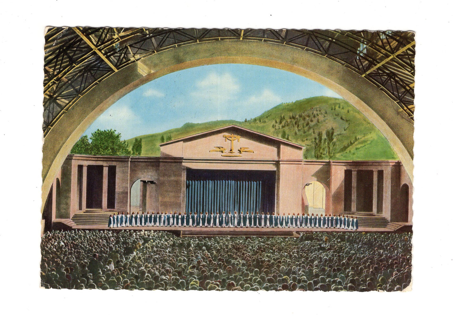 Ansichtskarte Passionsspieldorf Oberammergau / Bühne des Passionsspielhauses