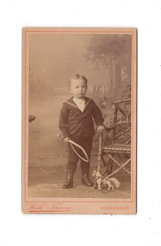Fotografie Niedlicher kleiner Junge - Halberstadt um 1890 / CDV M1-25