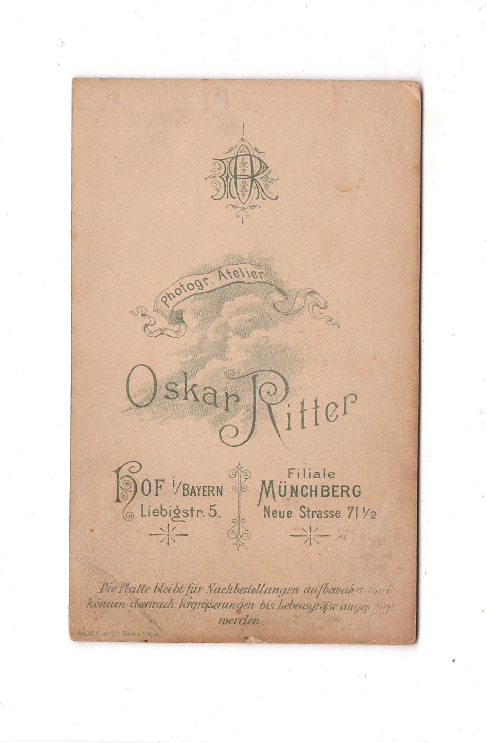 Fotografie Damenportrait - Hof / Münchberg 1890er / CDV C1-02