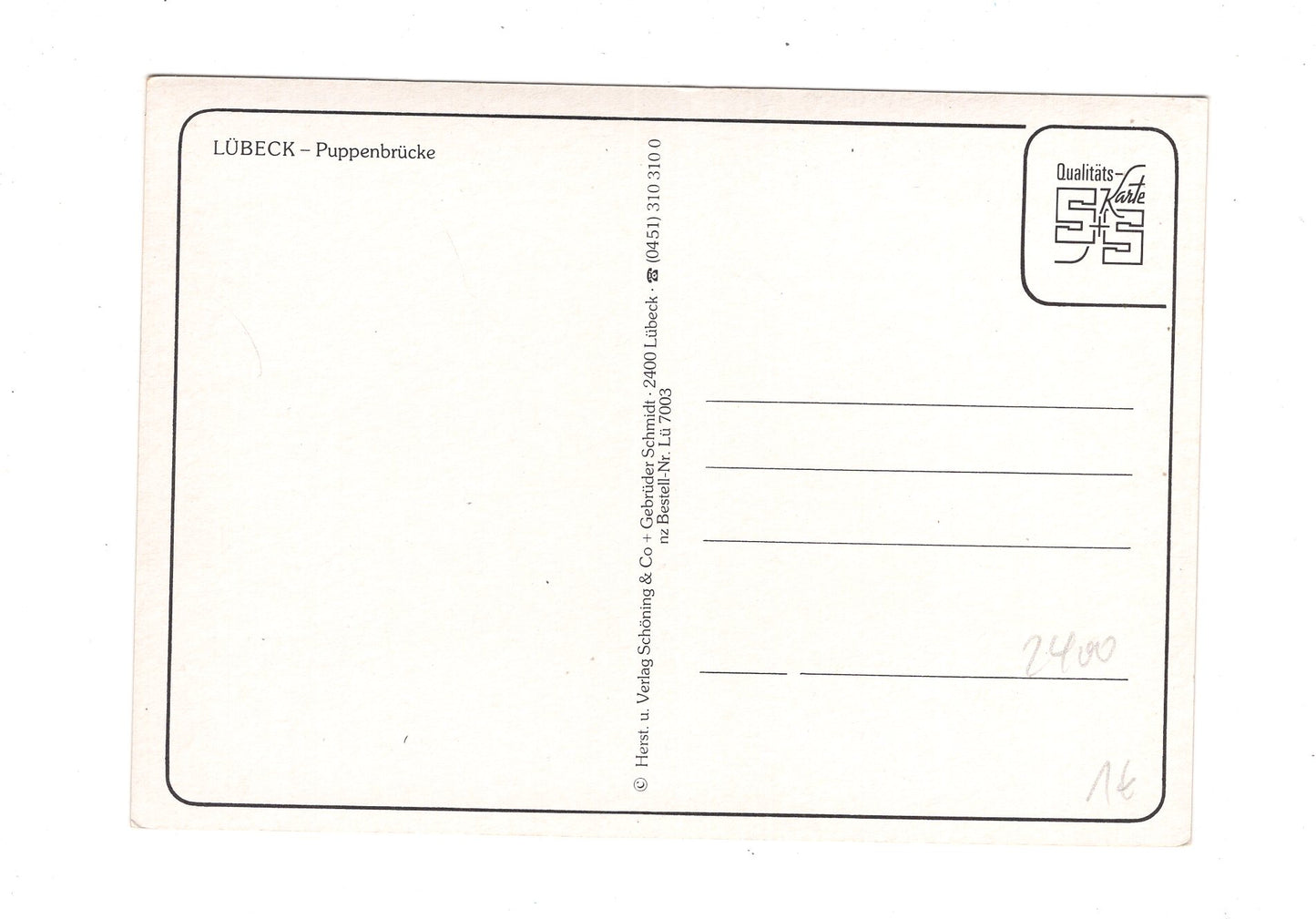 Ansichtskarte Hansestadt Lübeck / Puppenbrücke