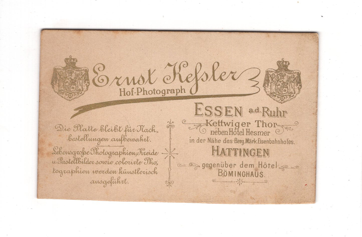 Fotografie Herrenportrait - Essen / Hattingen 1880er / CDV C1-20