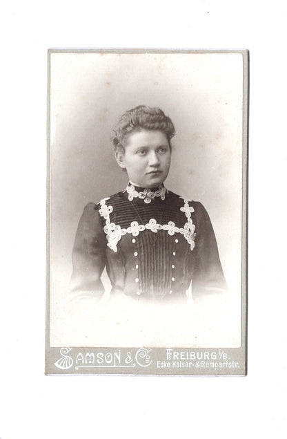 Fotografie Damenportrait mit Widmung - Freiburg im Breisgau um 1900