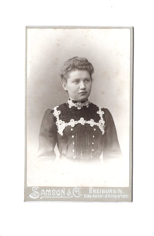 Fotografie Damenportrait mit Widmung - Freiburg im Breisgau um 1900