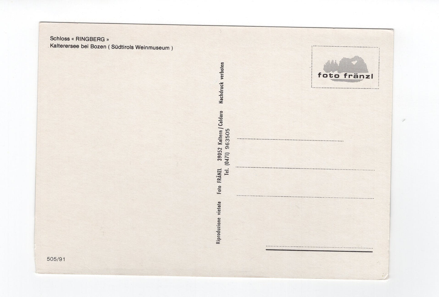 Ansichtskarte Schloss Ringberg / Kalterer See bei Bozen / Südtirol / Italien
