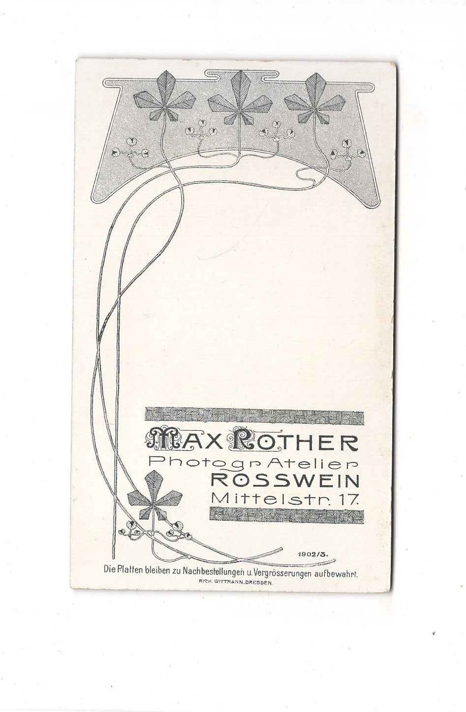 Fotografie Herrenportrait - Roßwein 1902-03 / CDV C1-20