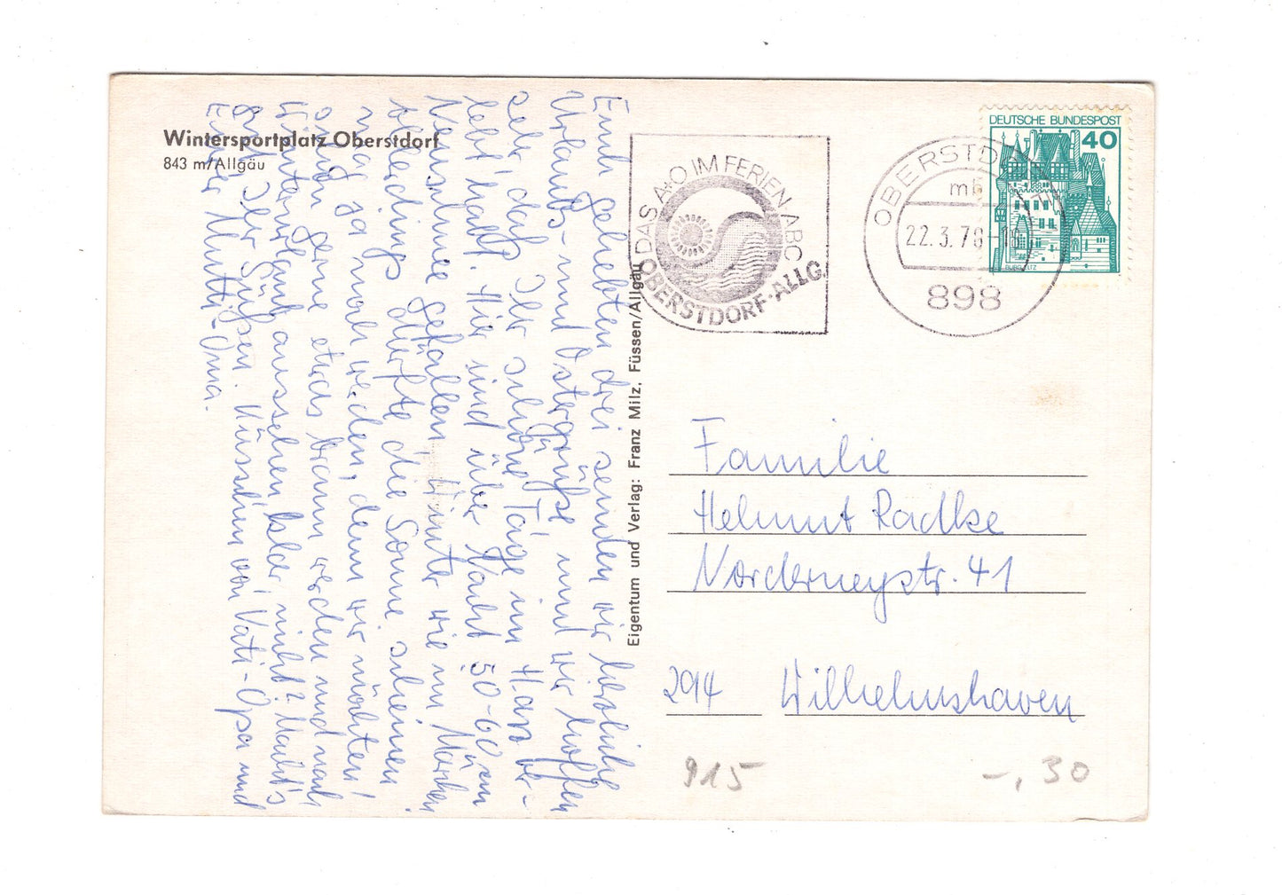 Ansichtskarte Oberstdorf im Allgäu / H1-54