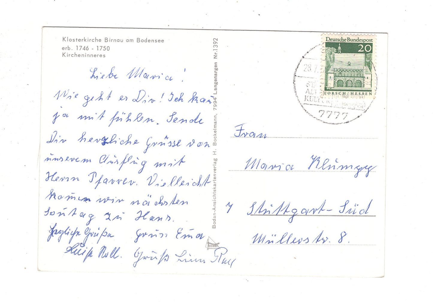 Ansichtskarte Klosterkirche Birnau am Bodensee / J1-65