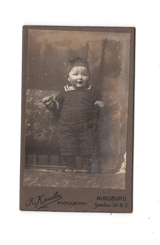 Fotografie Niedlicher kleiner Junge - Augsburg 1910er / CDV M1-25