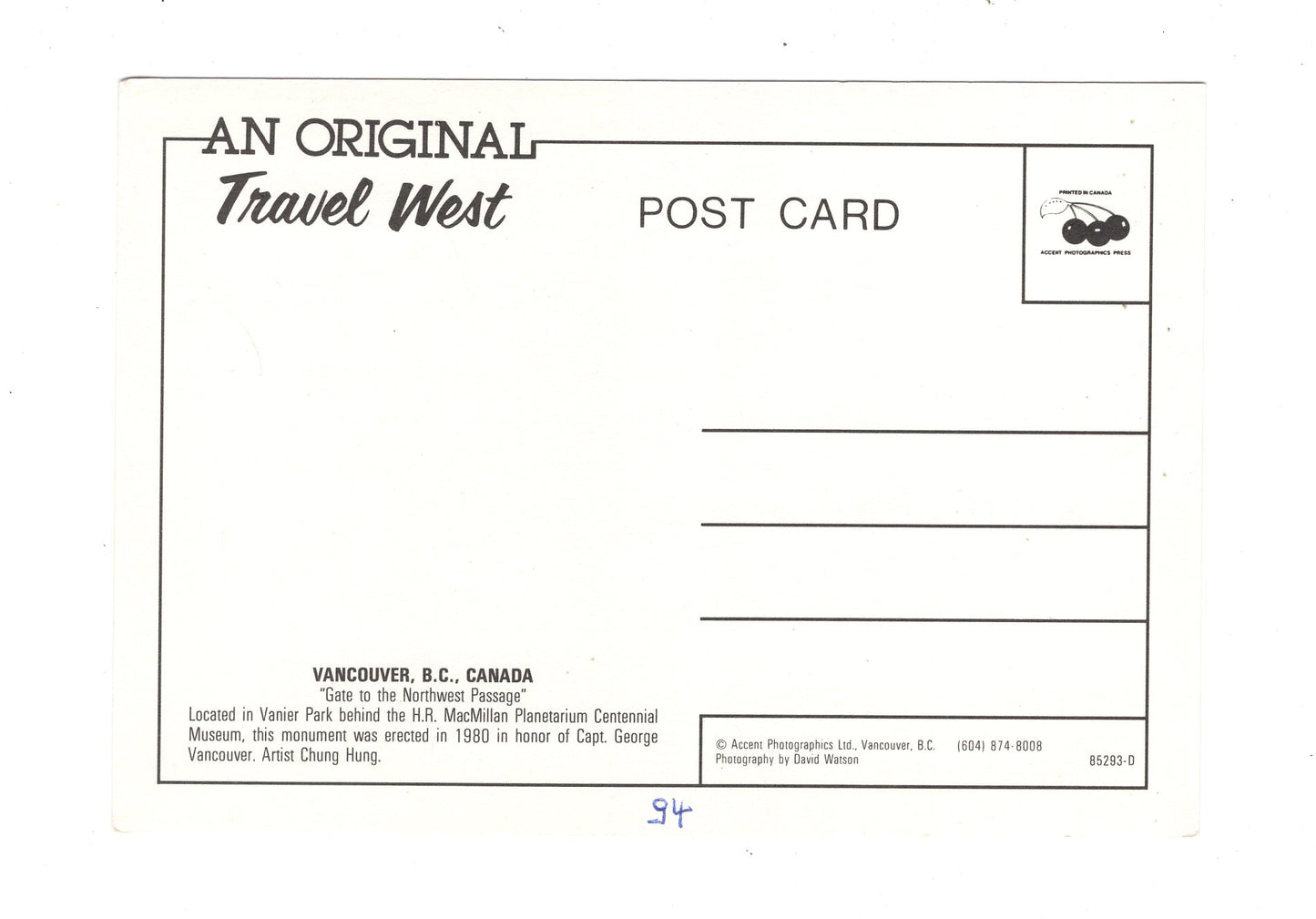 Ansichtskarte Vancouver / British Columbia / Kanada