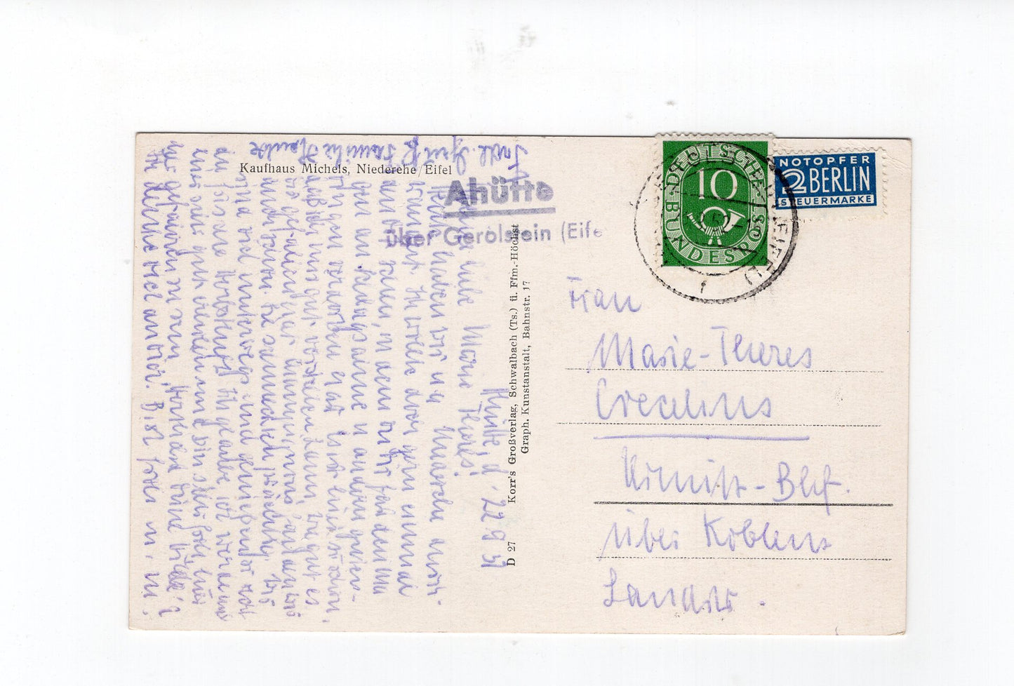 Ansichtskarte Niederehe / Eifel