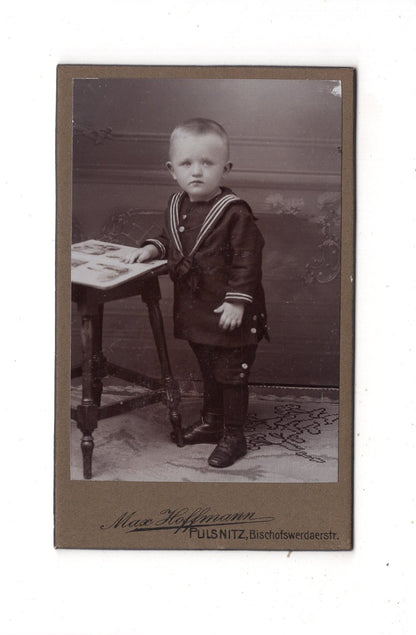 Fotografie Niedlicher kleiner Junge - Pulsnitz 1900er / CDV M1-25