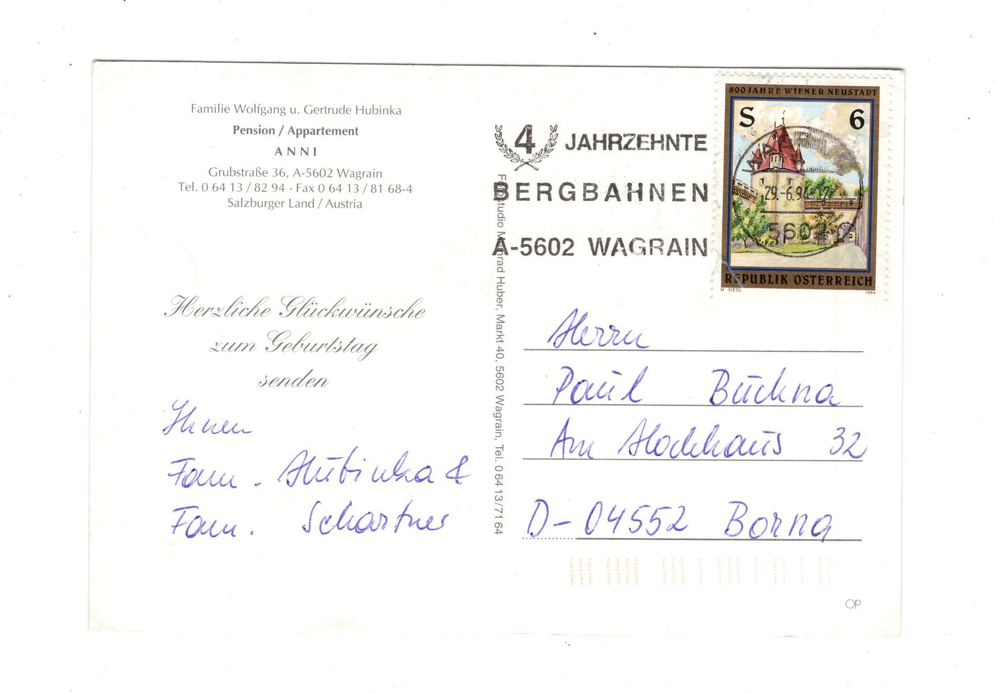 Ansichtskarte Pension Anni / Wagrain im Pongau / Salzburger Land / Österreich