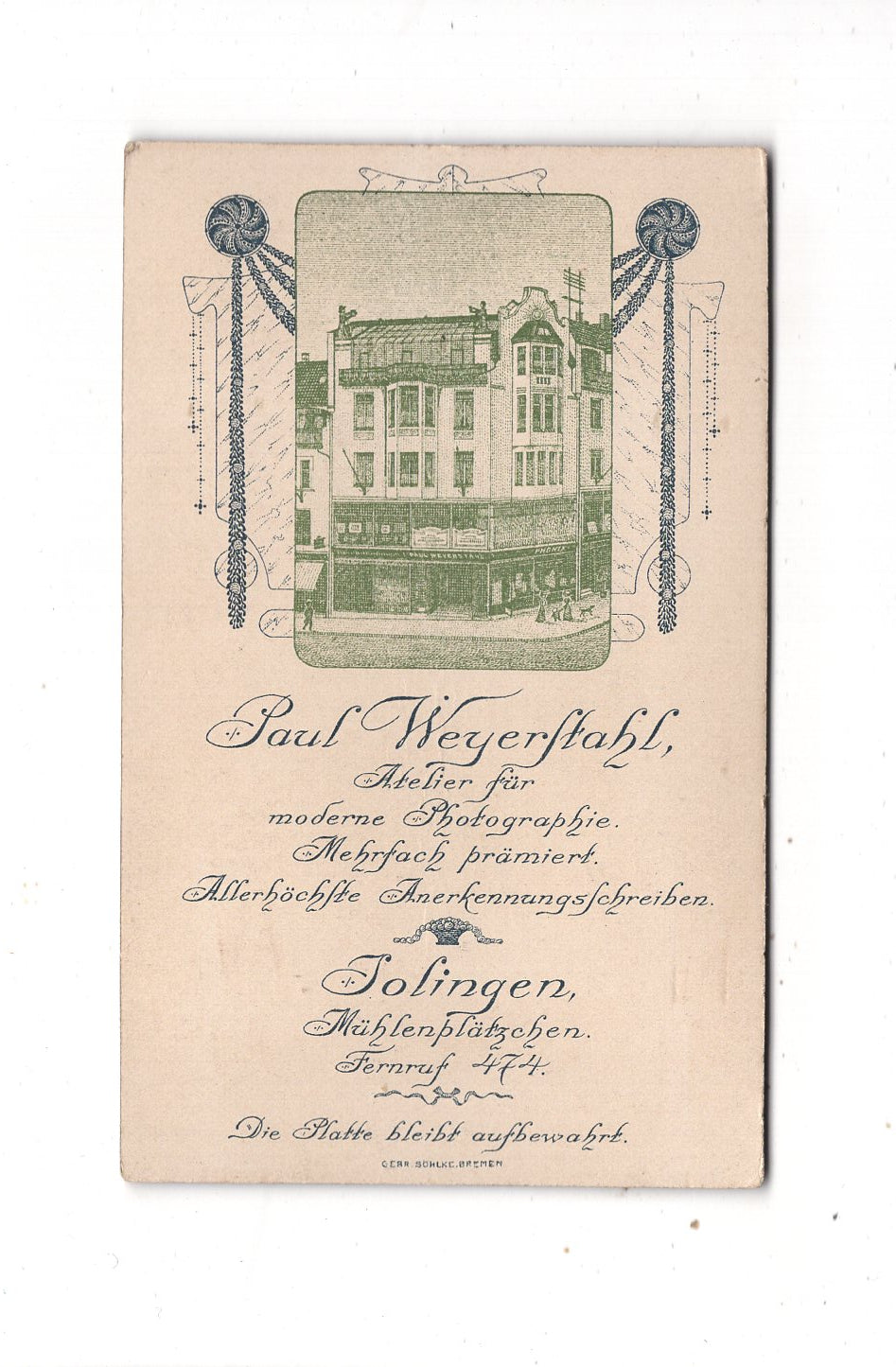 Fotografie Damenportrait - Solingen 1900er / CDV N1-12