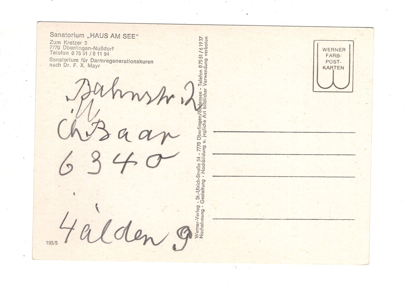 Ansichtskarte Überlingen-Nußdorf / Sanatorium Haus am See / J1-65