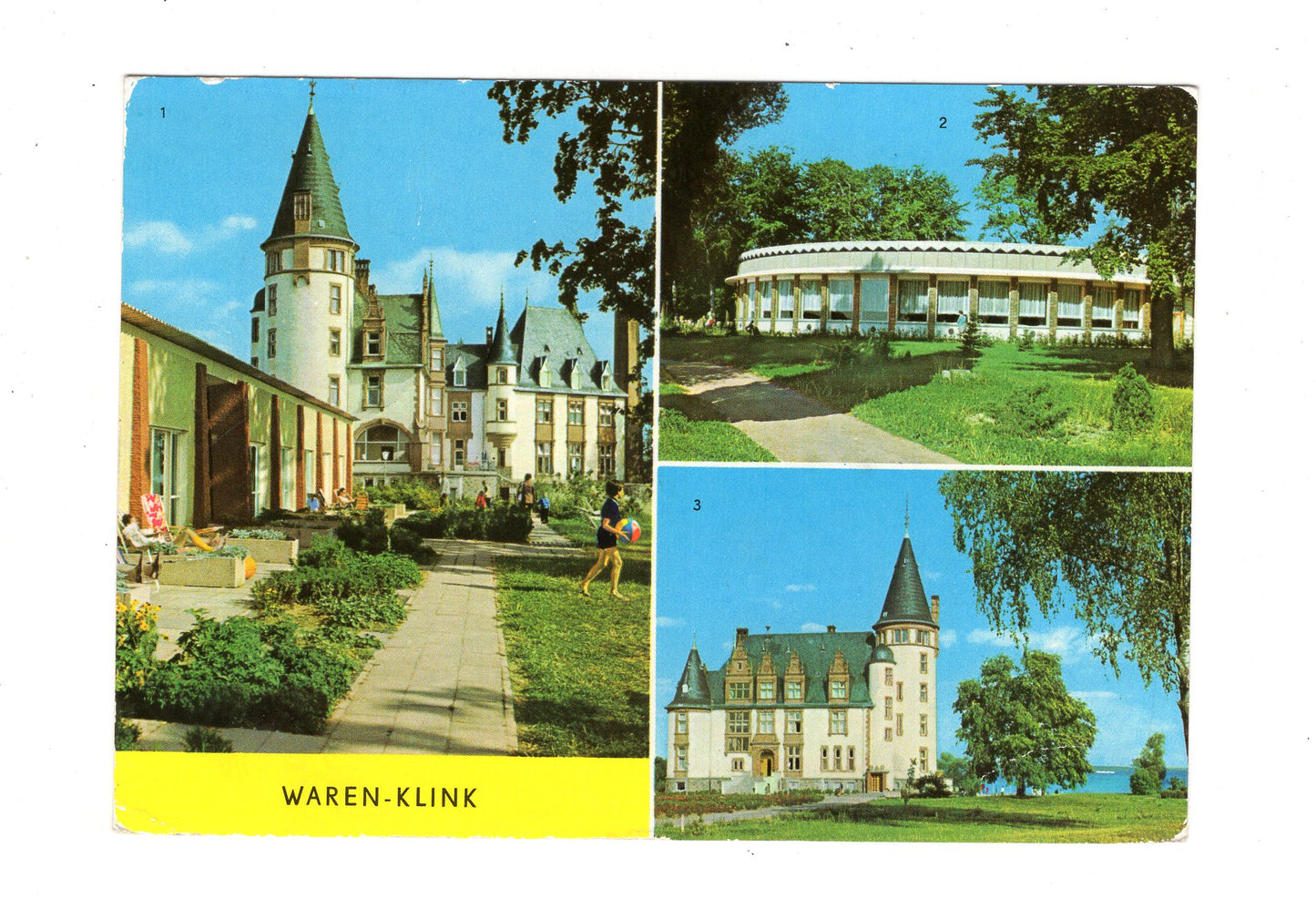 Ansichtskarte Waren-Klink / Schloss / Rundgaststätte an der Müritz
