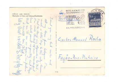 Ansichtskarte Köln am Rhein / Rheinufer mit Dom und Hohenzollernbrücke / G1-57