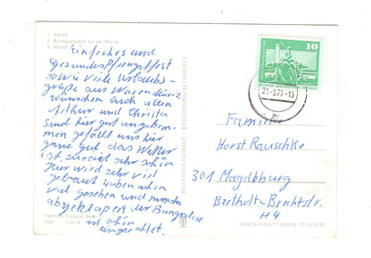 Ansichtskarte Waren-Klink / Schloss / Rundgaststätte an der Müritz