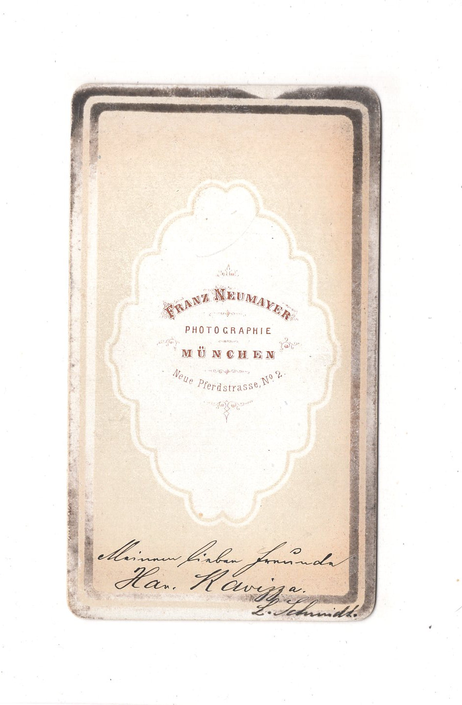 Fotografie Herrenportrait mit Widmung - München um 1870 / CDV C1-20