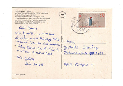 Ansichtskarte Automobilmuseum von Fritz Busch / Wolfegg 1 / Allgäu