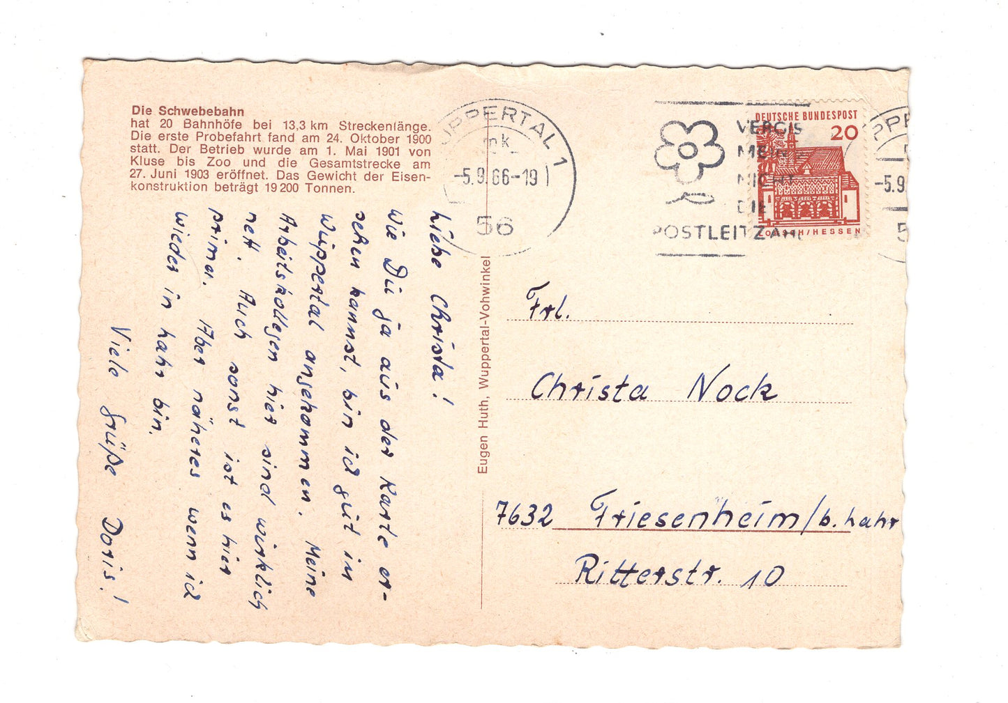 Ansichtskarte Wuppertal / Die Schwebebahn / I1-51