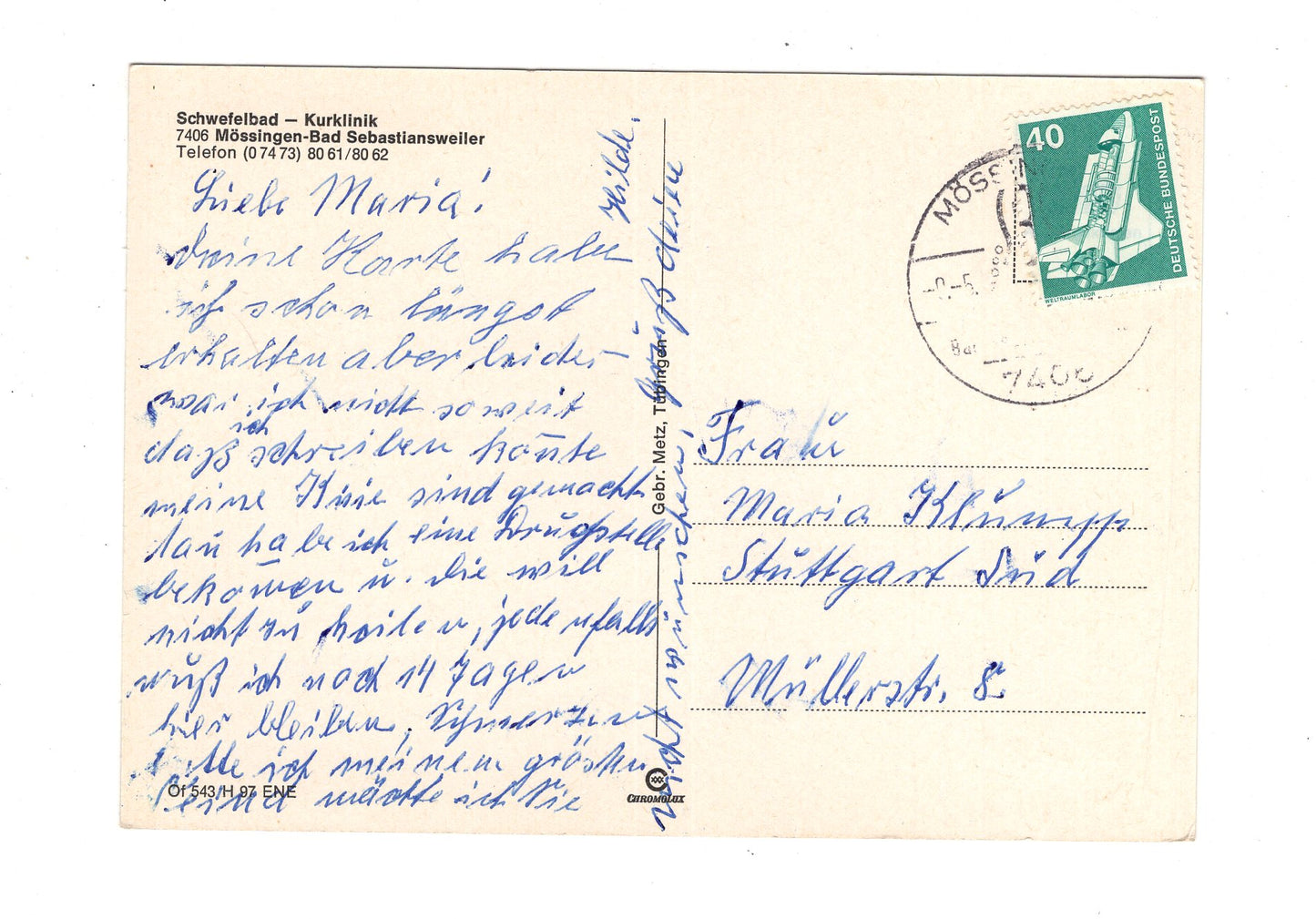 Ansichtskarte Mössingen-Bad Sebastiansweiler / Kurklinik