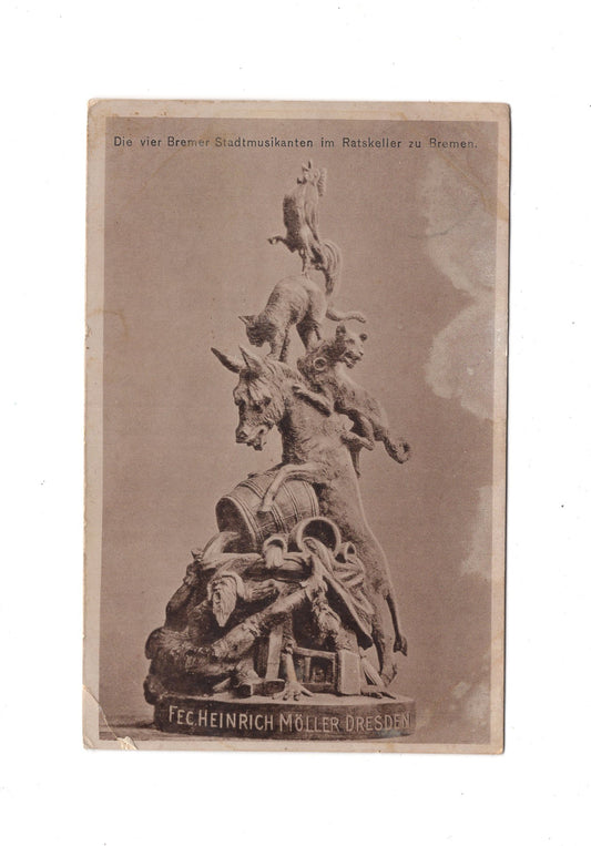 Ansichtskarte Die Bremer Stadtmusikanten im Ratskeller zu Bremen