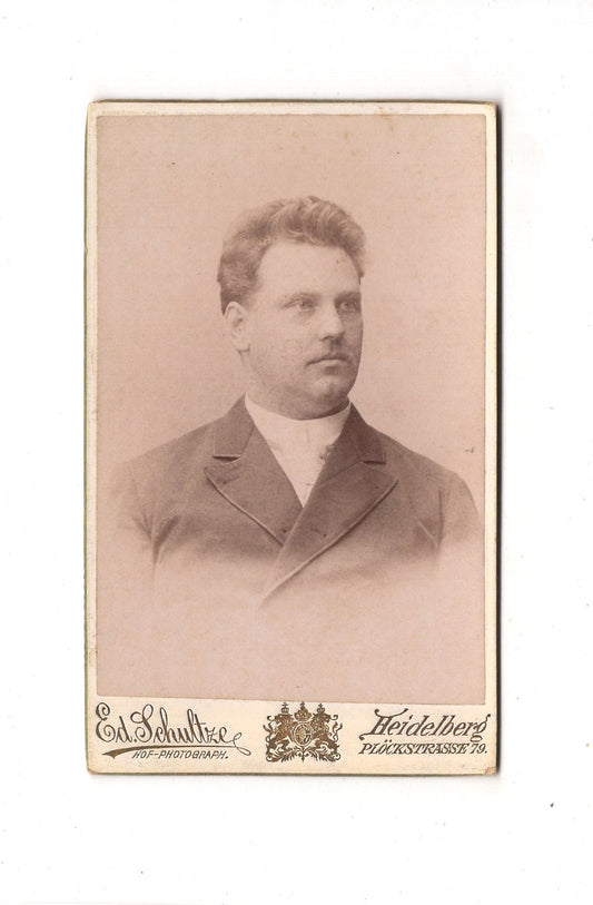 Fotografie Herrenportrait mit Widmung - Heidelberg 1893 / CDV C1-20