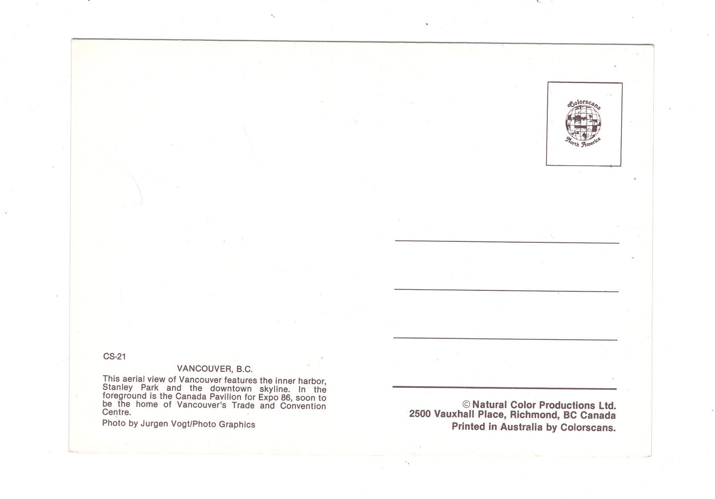 Ansichtskarte Vancouver / British Columbia / Kanada