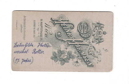 Fotografie Feines junges Mädchen / benannt - Wien 1890er / CDV E1-04